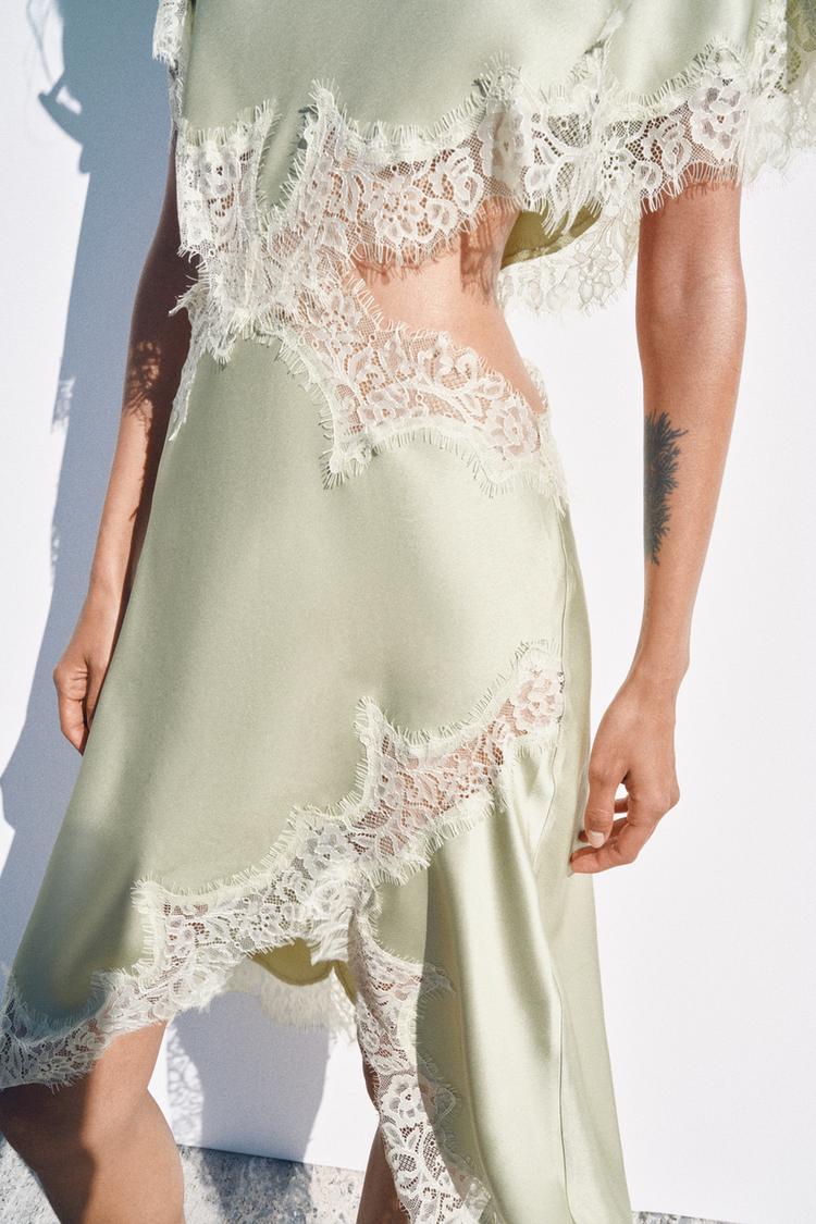 Colette Lace Cut-Out Midi Dress in Black lace detail - Maeve & Erin Dublin