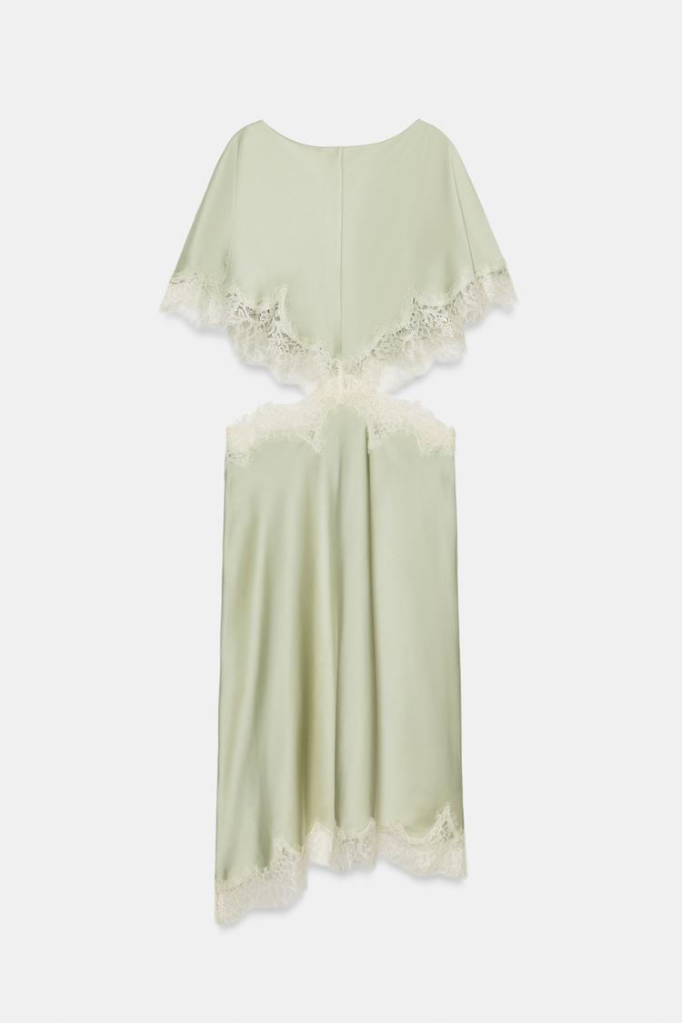 Colette Lace Cut-Out Midi Dress in Black side split - Maeve & Erin Dublin