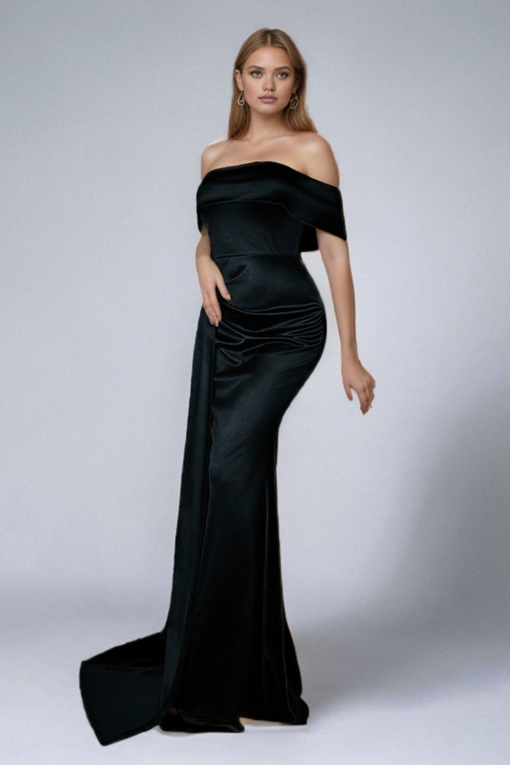 Amalia Satin Off-Shoulder Dress