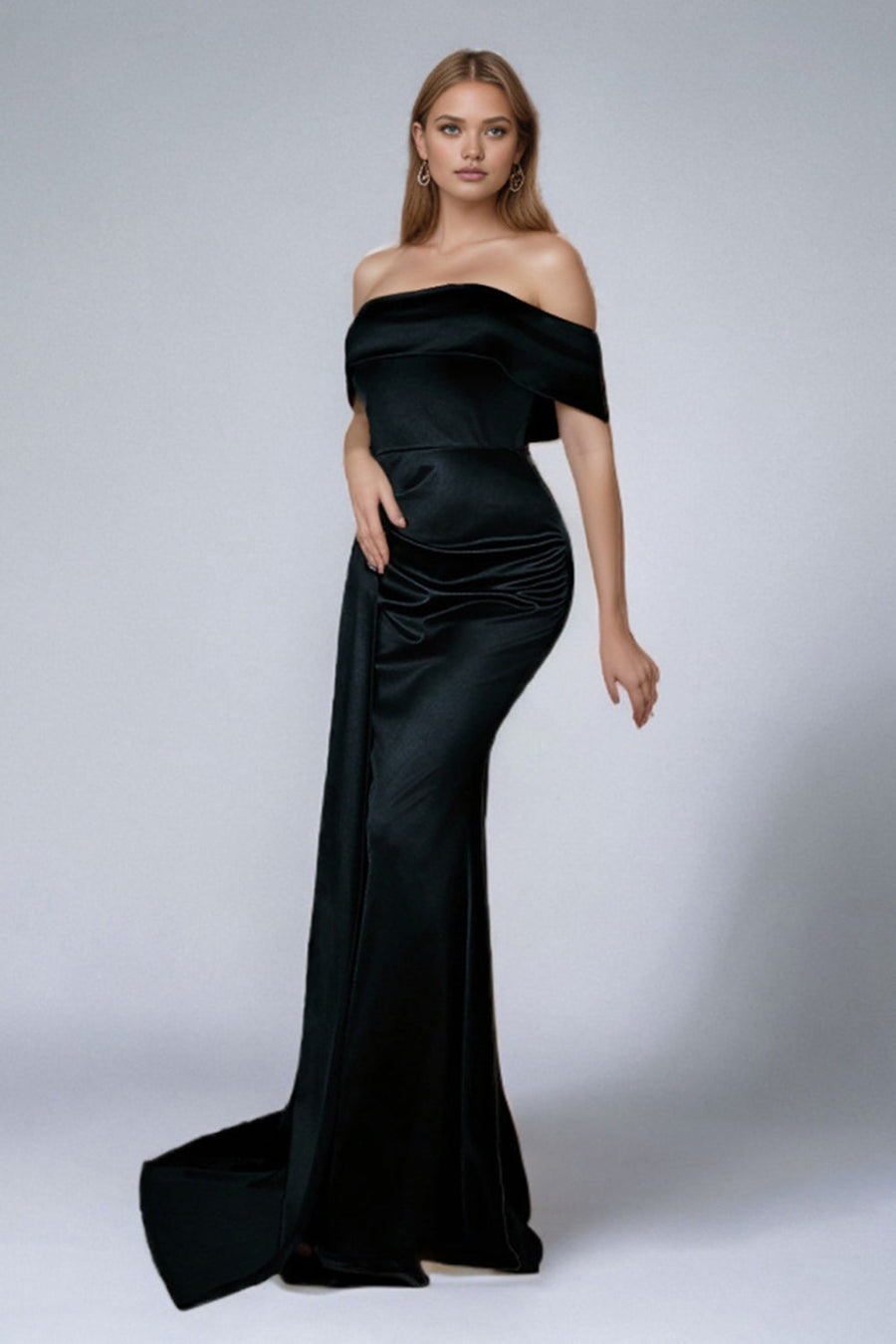 Amalia Satin Off-Shoulder Dress