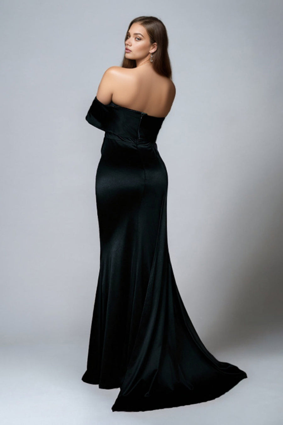 Amalia Satin Off-Shoulder Dress