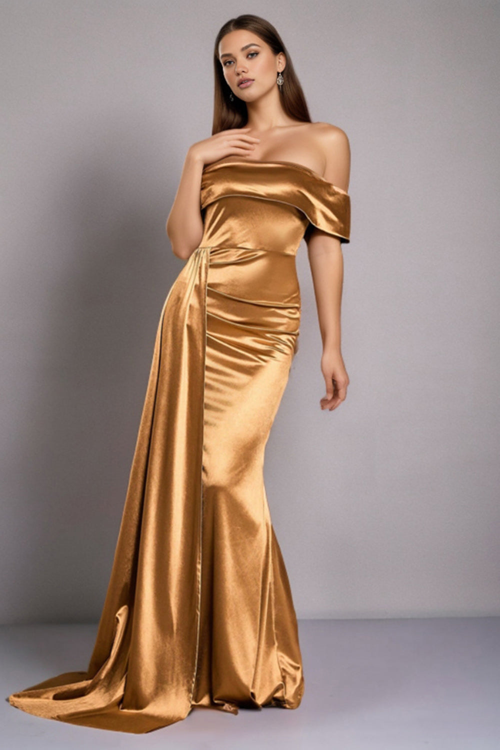Amalia Satin Off-Shoulder Dress