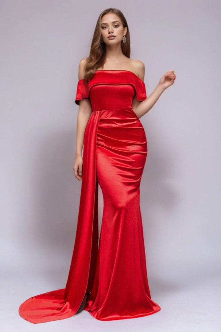 Amalia Satin Off-Shoulder Dress