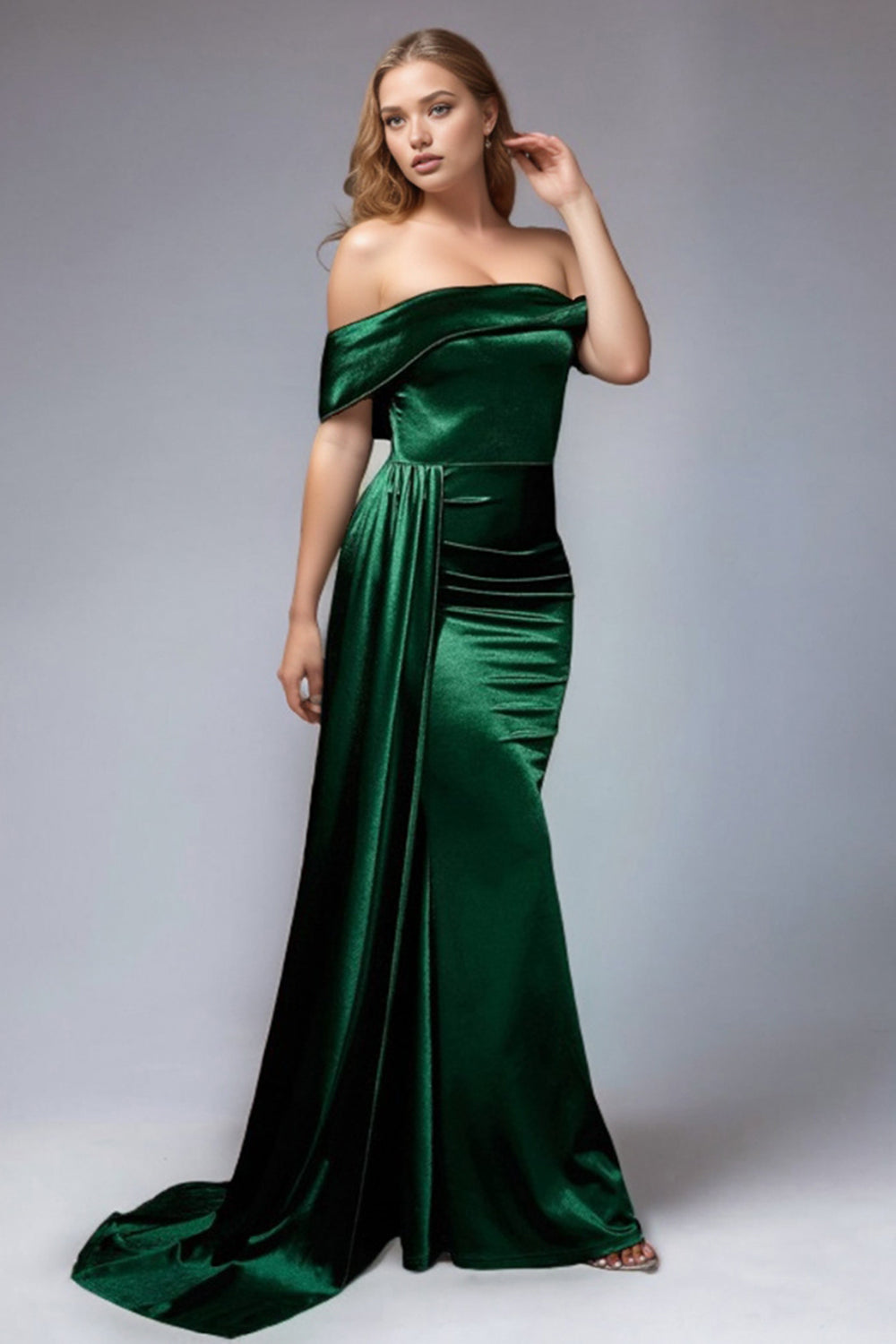 Amalia Satin Off-Shoulder Dress