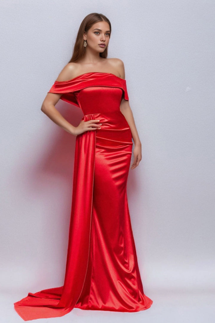 Amalia Satin Off-Shoulder Dress
