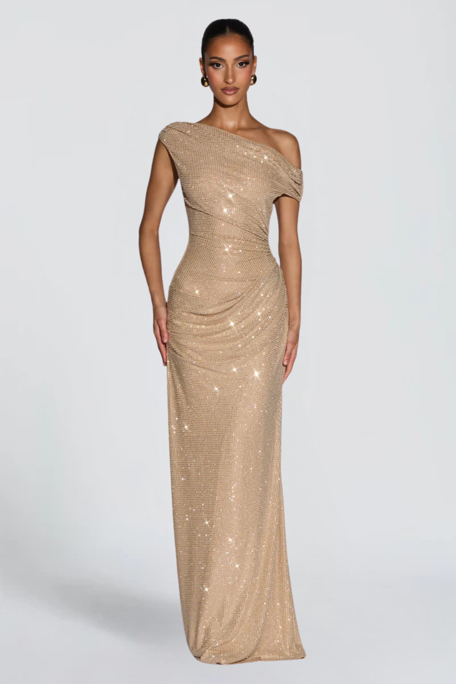 Oriana Satin Maxi Dress in Gold - Maeve & Erin Dublin