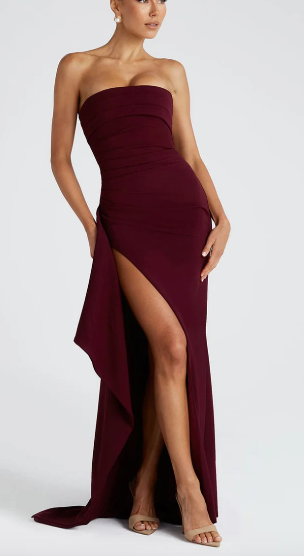 Alana Split Maxi Dress in Light Yellow full length - Maeve &amp; Erin Dublin