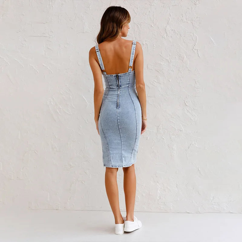 Form-Fitting Denim Dress