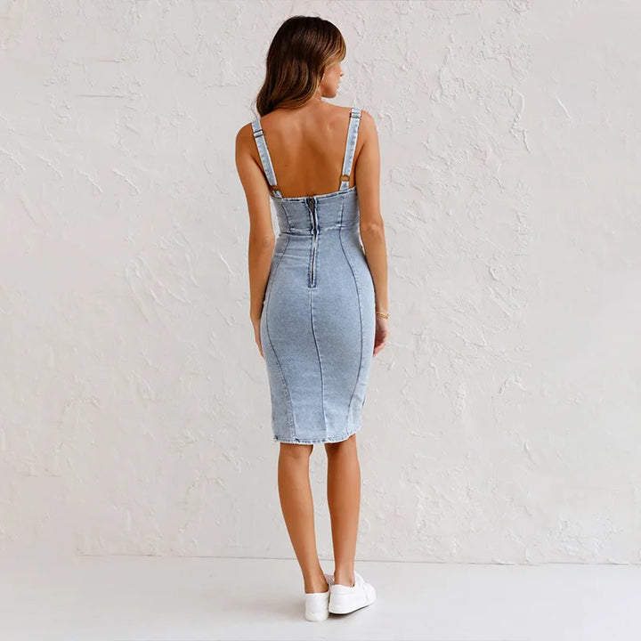 Form-Fitting Denim Dress