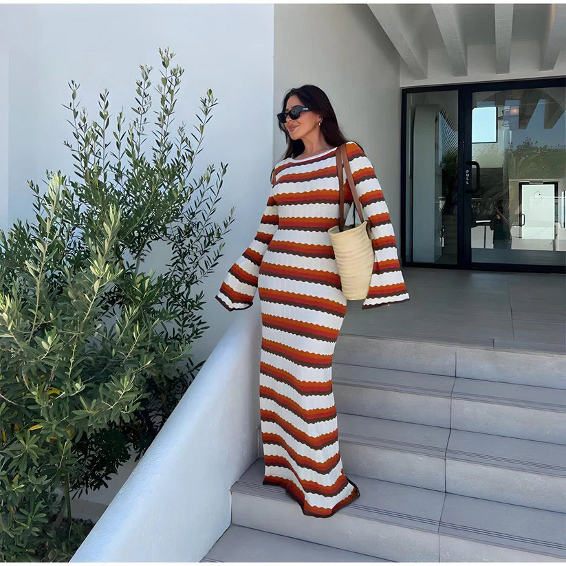 Striped Knit Maxi Dress