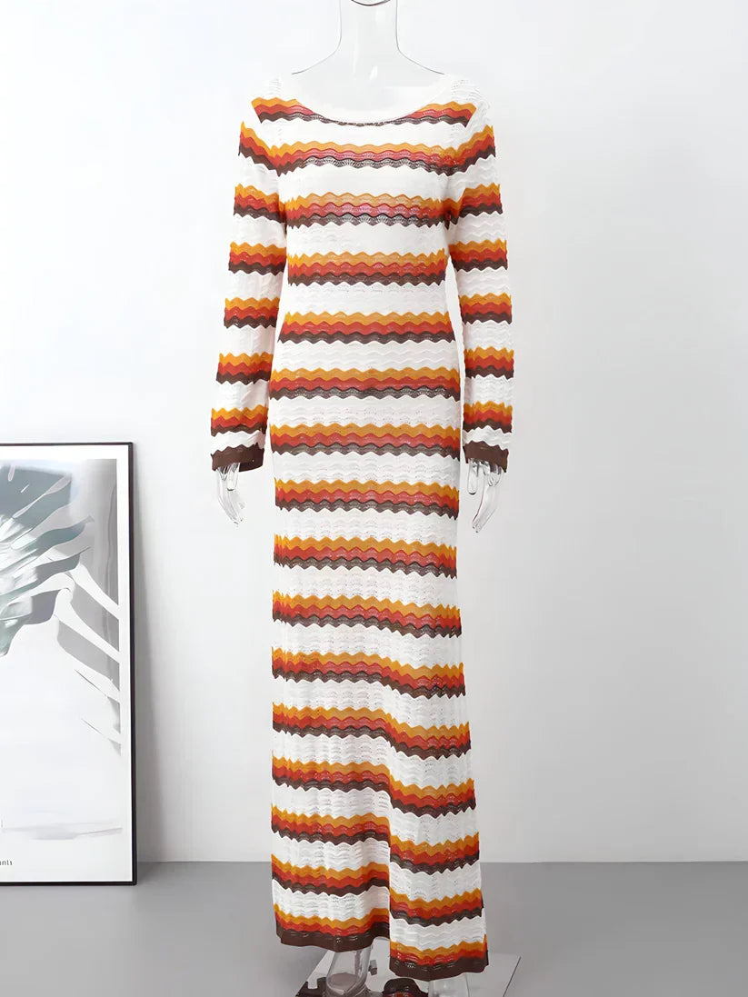 Striped Knit Maxi Dress