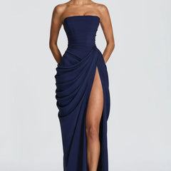 Aurelia Draped Maxi Dress in White front view - Maeve & Erin Dublin