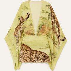 Maeve & Erin Dublin After-Dark Leopard Print Dress in Lime