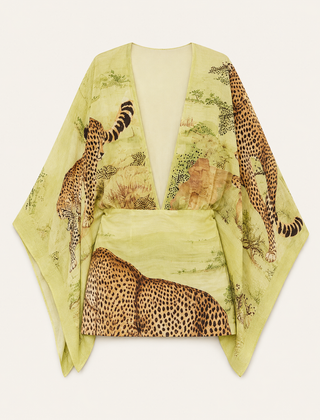 Maeve & Erin Dublin After-Dark Leopard Print Dress in Lime