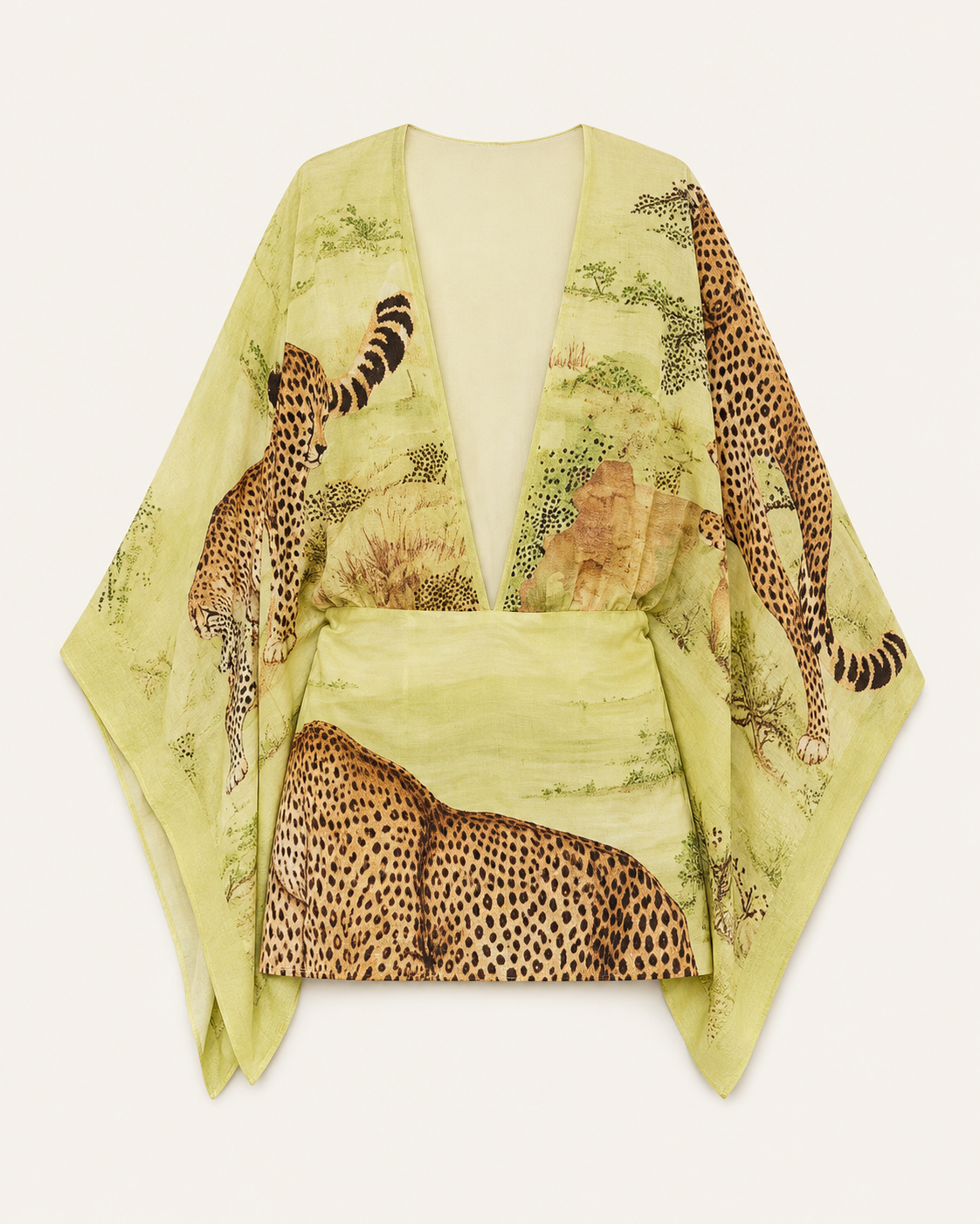 Maeve & Erin Dublin After-Dark Leopard Print Dress in Lime
