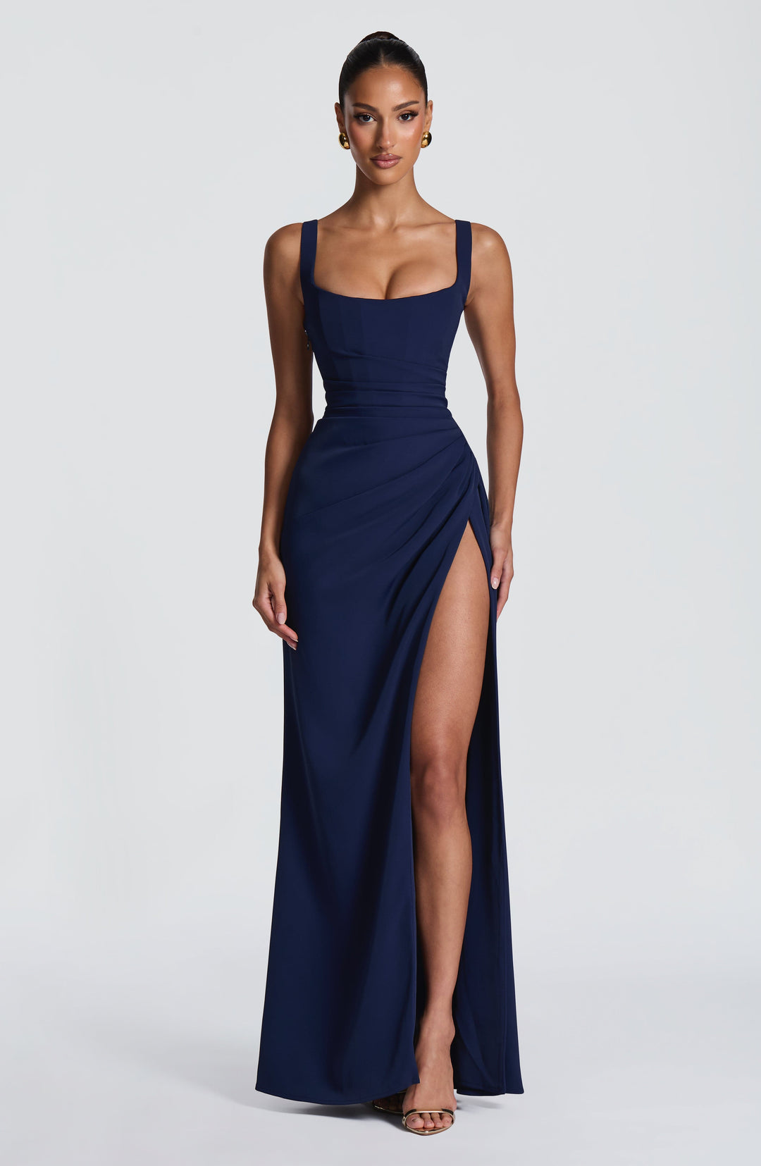 Nerina Corset Maxi Dress in Navy back detail - Maeve &amp; Erin Dublin