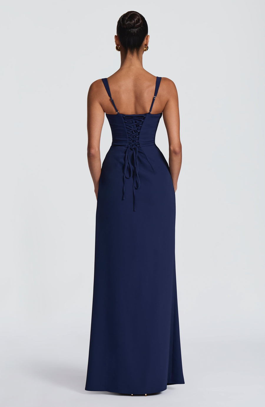 Nerina Corset Maxi Dress in Navy front view - Maeve & Erin Dublin