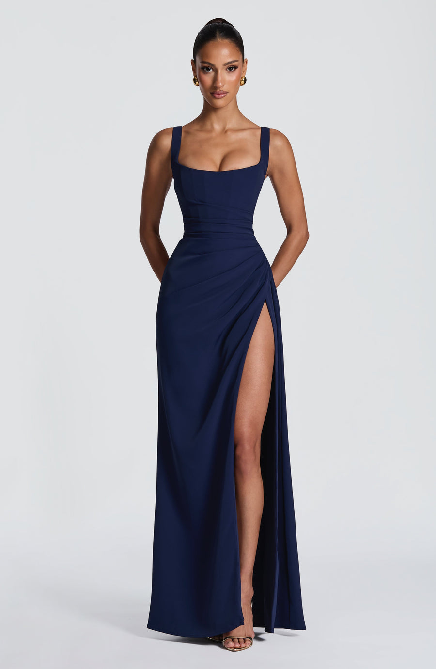 Nerina Corset Maxi Dress in Navy - Maeve & Erin Dublin