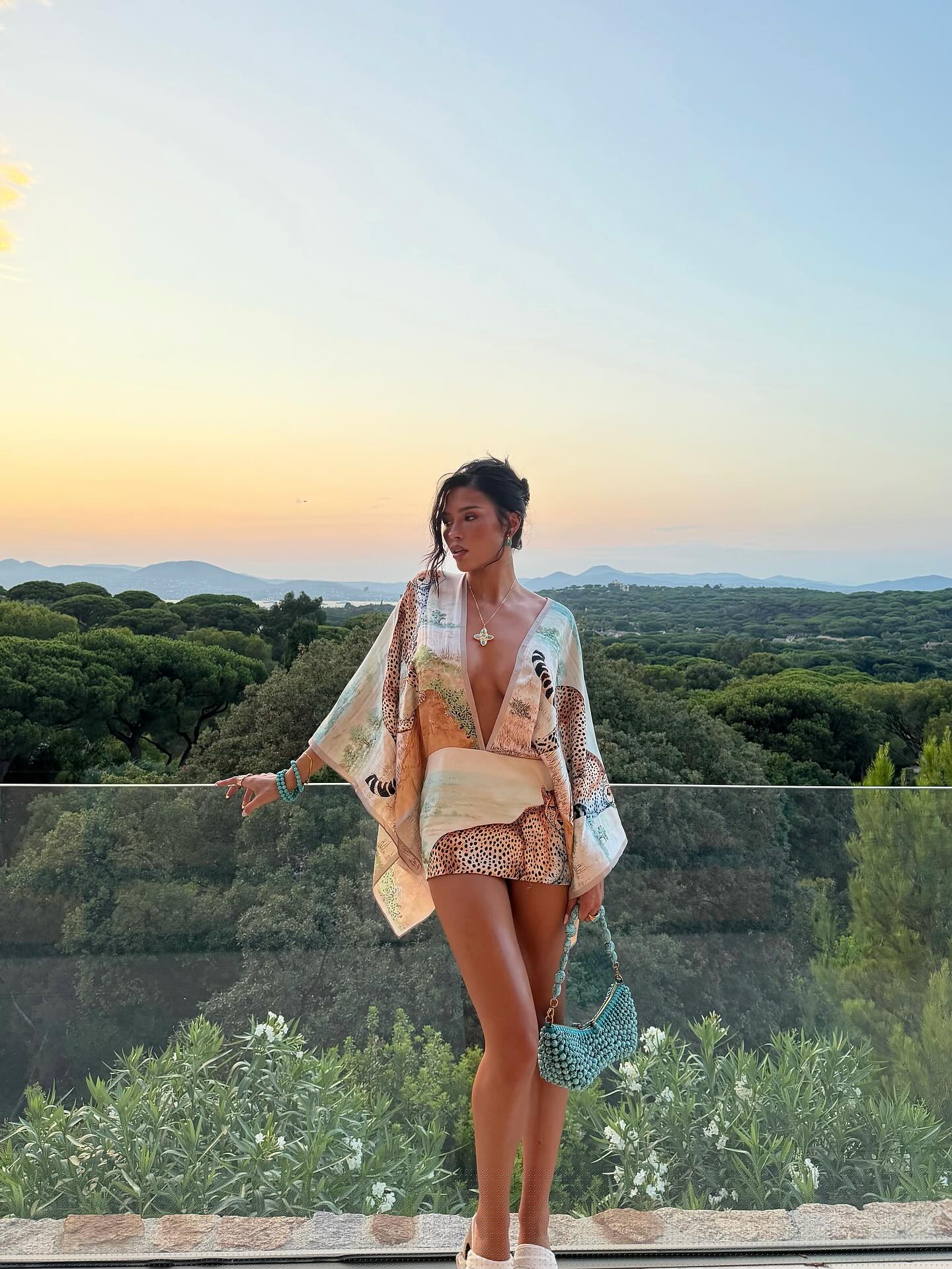 After-Dark Leopard Print Dress in Ivory, outdoor front view